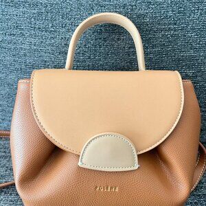 Trio camel PU leather crossbody nano handbag